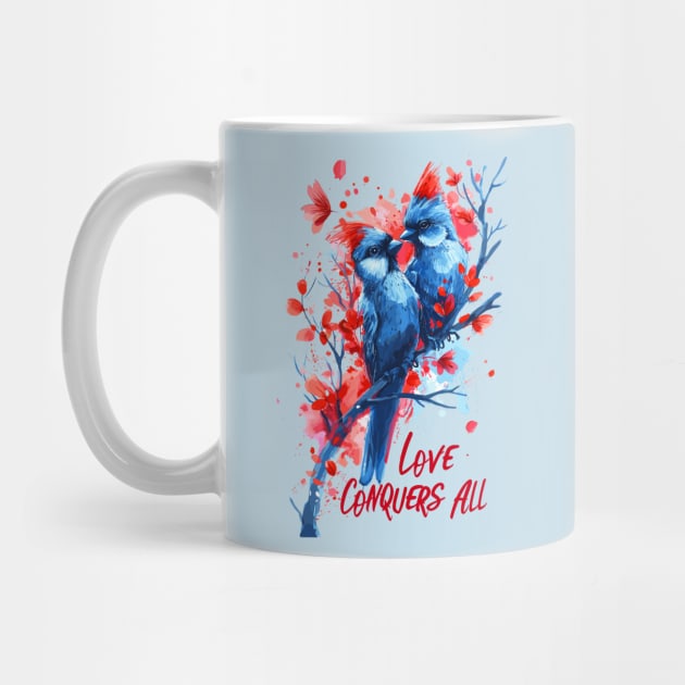 Valentines Day Love Birds Love Conquers All Valentines Day by Tees 4 Thee